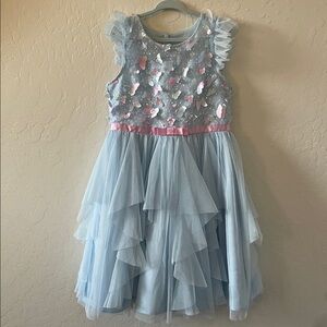 Blue and Pink Butterfly Tulle Dress